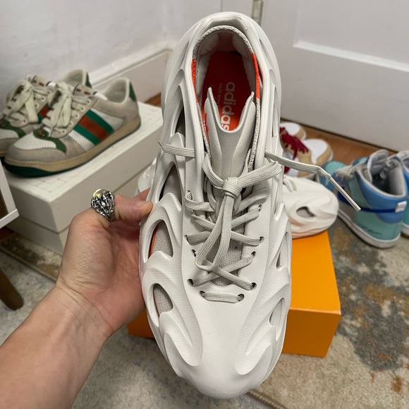 EUC Men’s Size 10.5 (Euro Sz 44.5) adidas adiFIM Q Sneakers In Off White/Orange - Picture 14 of 17